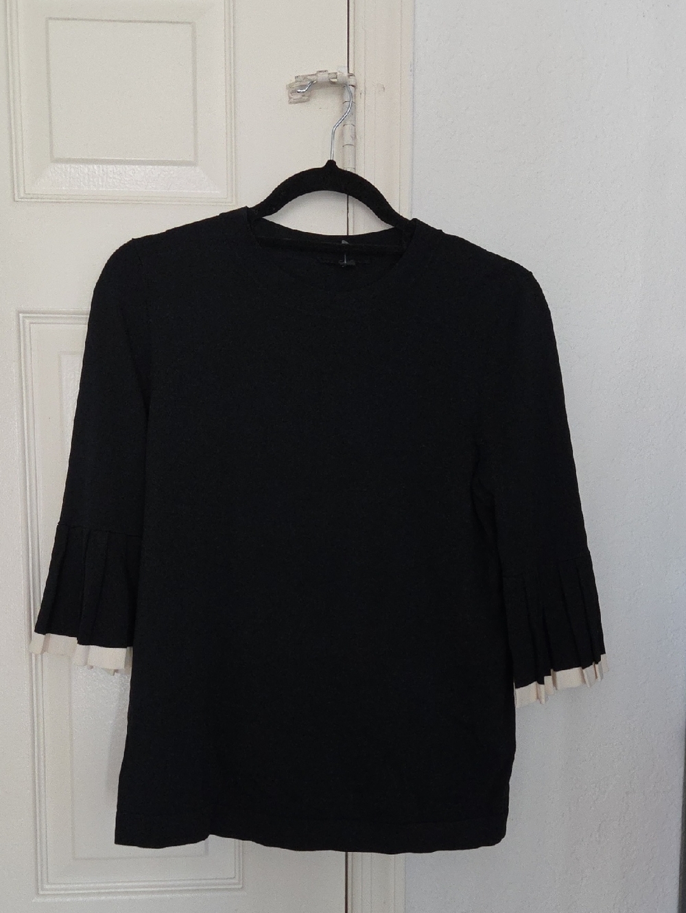 COS Black Pleated Sleeve Women's Top Small